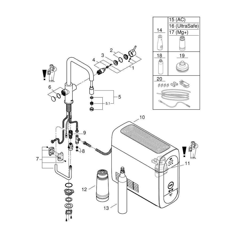 GROHE Blue Home U-tud Med Udtræk - starter kit Watertrade