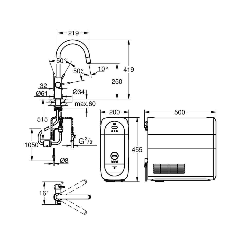 GROHE Blue Home - C-tut - Uttrekkbar - Krom Watertrade